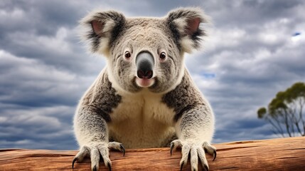 Funny little koala animal isolated background. AI generated image