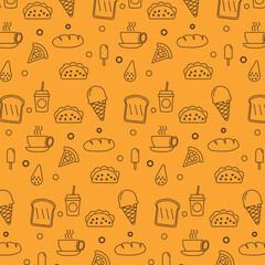 Vector hand drawn food Pattern design template.