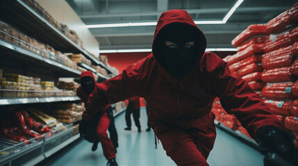 Masked Robbers: Documenting a Growing Retail Concern, Generative AI. - obrazy, fototapety, plakaty
