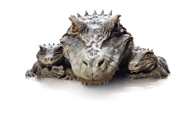 Crocodile A Realistic Portrait on a Clear Surface or PNG Transparent Background.