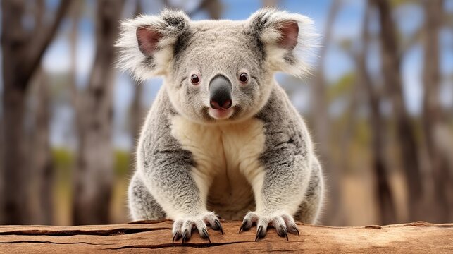 Funny little koala animal isolated nature background. AI generated image