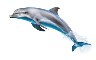 Dolphin's Running Fast In Motion on a Clear Surface or PNG Transparent Background.