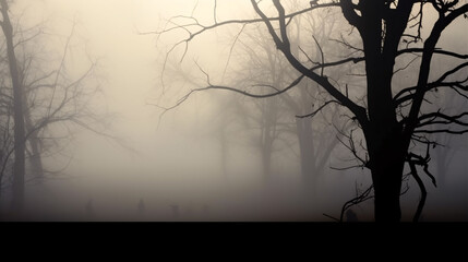 A mysterious, enchanting mist covered the silhouetted trees early in the day.