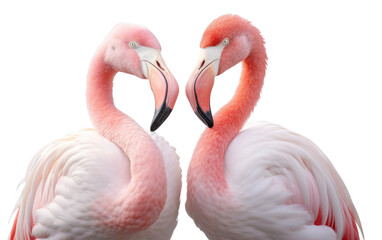 Obraz premium Flamingo Love There Partner on a Clear Surface or PNG Transparent Background.
