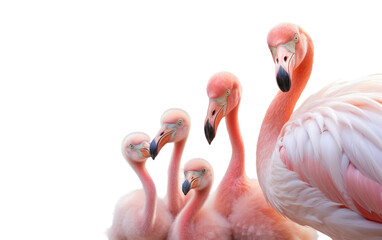 Flamingo Chicks and Their Loving Nature on a Clear Surface or PNG Transparent Background.