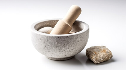 Craft gourmet delights with a culinary masterpiece.a stone mortar and pestle set that works magic in herb grinding and showcases your culinary skills. - obrazy, fototapety, plakaty