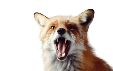 Obraz premium Fox Roar At The Hunter on a Clear Surface or PNG Transparent Background.