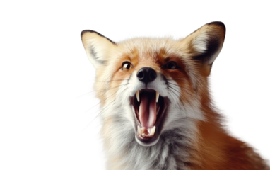 Fox Roar At The Hunter on a Clear Surface or PNG Transparent Background.