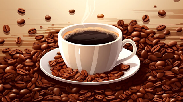 This image showcases a coffee cup brimming with freshly brewed coffee, making it an enticing choice for coffee marketing.