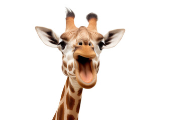 Giraffe Nature's Roaring in the Wild on a Clear Surface or PNG Transparent Background.