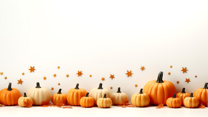 Create a seasonal and decorative autumn harvest display with pumpkins neatly arranged in a Halloween pumpkin patch.