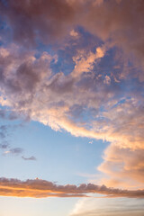 dreamy sunset scenery with colorful clouds and blue sky