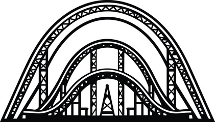Rollercoaster Logo Monochrome Design Style - obrazy, fototapety, plakaty