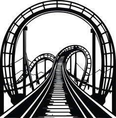 Rollercoaster Logo Monochrome Design Style - obrazy, fototapety, plakaty