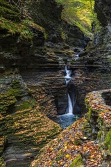 Narrow waterfall in Watkins Glen State Park