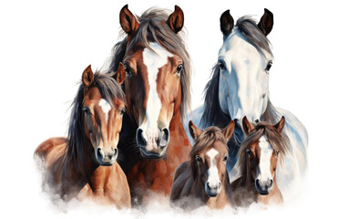 Horse Running Wild with Love on a Clear Surface or PNG Transparent Background.