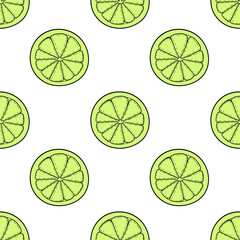 Seamless pattern with a doodle lime