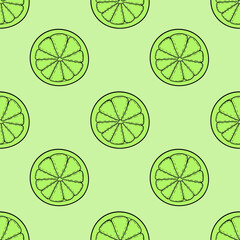 Seamless pattern with a doodle lime