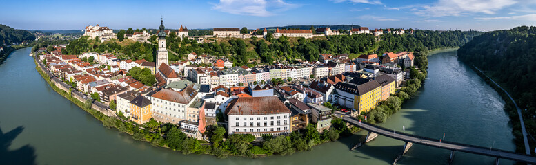 historic buildings at the old town of Burghausen - Germany