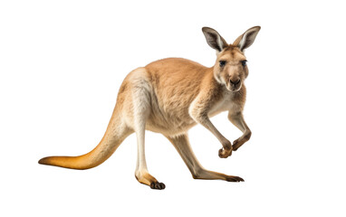 Kangaroo Running From Hunter on a Clear Surface or PNG Transparent Background.