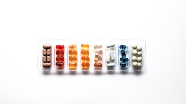 A person holds a clear plastic weekly pill organizer, preparing for the upcoming week's medications.
