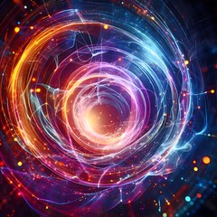 Obraz premium Glowing arcs form an abstract tunnel in a mesmerizing 3D render