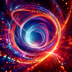 Obraz premium The 3D render showcases a dynamic abstract background with radiant tunnel arcs