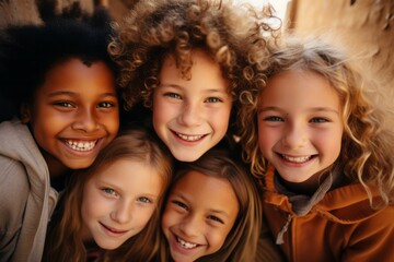 Obraz premium Multi-cultural children hanging out with friends