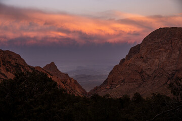 Colorful Clouds Hang Low In The Morning Through The Window In Big Bend