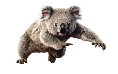 Koala Running From Hunter with Passion on a Clear Surface or PNG Transparent Background.