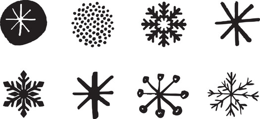 snowflake icon set, holidays - obrazy, fototapety, plakaty