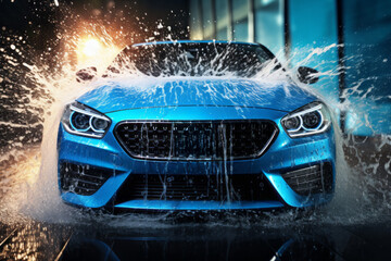 Car washing concept. Background with selective focus and copy space