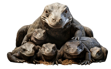 Fototapeta na wymiar Komodo Dragon Running Wild with Love on a Clear Surface or PNG Transparent Background.