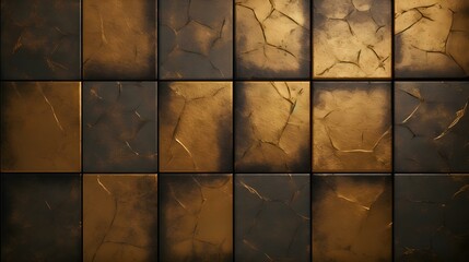 Pattern of Ceramic Tiles in dark gold Colors. Top View