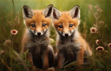 Fototapeta premium Fox Siblings