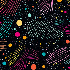 Glitter quirky doodle pattern, background, cartoon, vector, whimsical Illustration