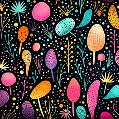 Glitter quirky doodle pattern, background, cartoon, vector, whimsical Illustration