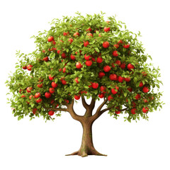 Apple tree with fruits apples isolated on white background illustration