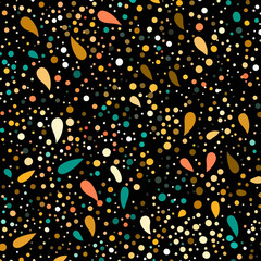 Gold confetti quirky doodle pattern, background, cartoon, vector, whimsical Illustration