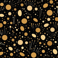 Gold confetti quirky doodle pattern, background, cartoon, vector, whimsical Illustration