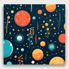 Underwater bubbles quirky doodle pattern, background, cartoon, vector, whimsical Illustration