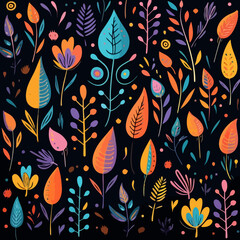 Elegant quirky doodle pattern, background, cartoon, vector, whimsical Illustration