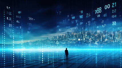 Interwoven Numbers on Futuristic Tech Background