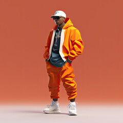 minimalist Hype Beast Cartoon Illustration on a  Plain Background