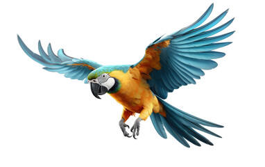 Parrot In Full Stride Realistic Running on a Clear Surface or PNG Transparent Background.