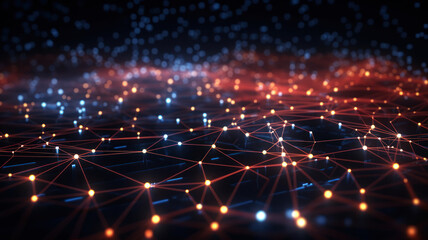 Fototapeta premium Dark Background with Connected Dots and Lines, Data Network Illustration