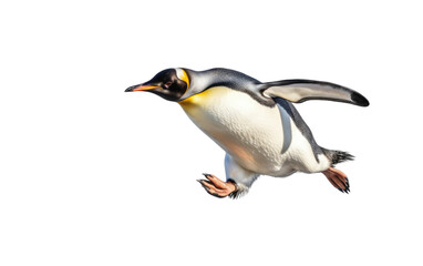 Penguin Running with Passion Speed At Target on a Clear Surface or PNG Transparent Background.