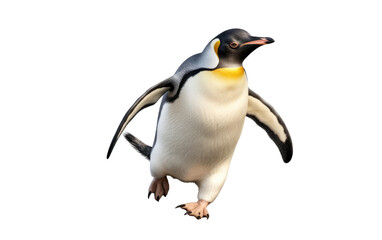 Penguin Running From Hunter on a Clear Surface or PNG Transparent Background.