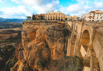 View of the new bridge Puente Nuevo in Ronda, Province Of Malaga, Spain
