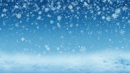Fototapeta premium Seamless blue Christmas background with falling snow